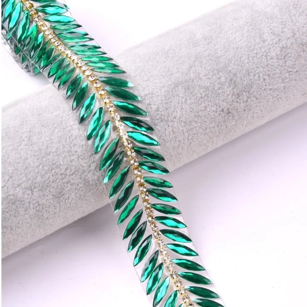 Iron-On Rhinestone Ribbon Trim – 1 Yard DIY Crystal Decor
