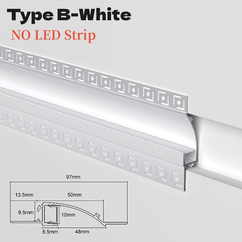 Recessed Corner LED Aluminum Profile Channel 0.5m/1m Ceiling
