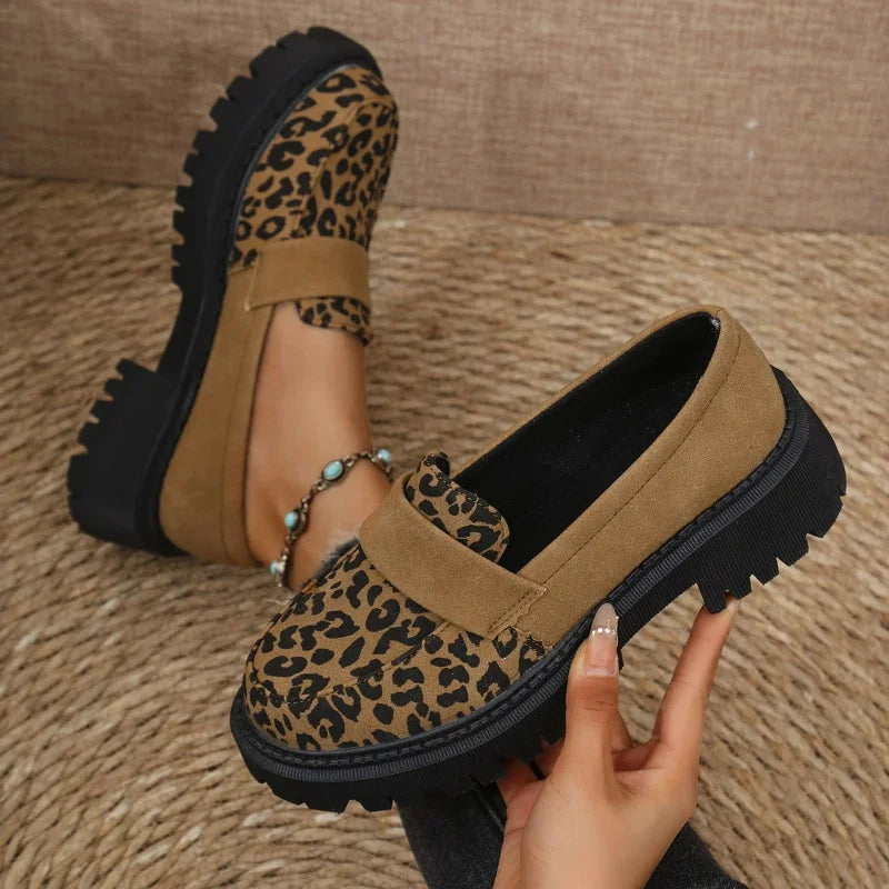 Women's Leopard Platform Loafers – Slip-On Soft Sole Shoes