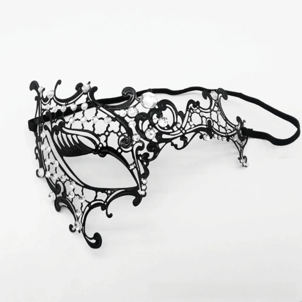 Vintage Lace Metal Masquerade Half Face Mask – Diamond Inlay