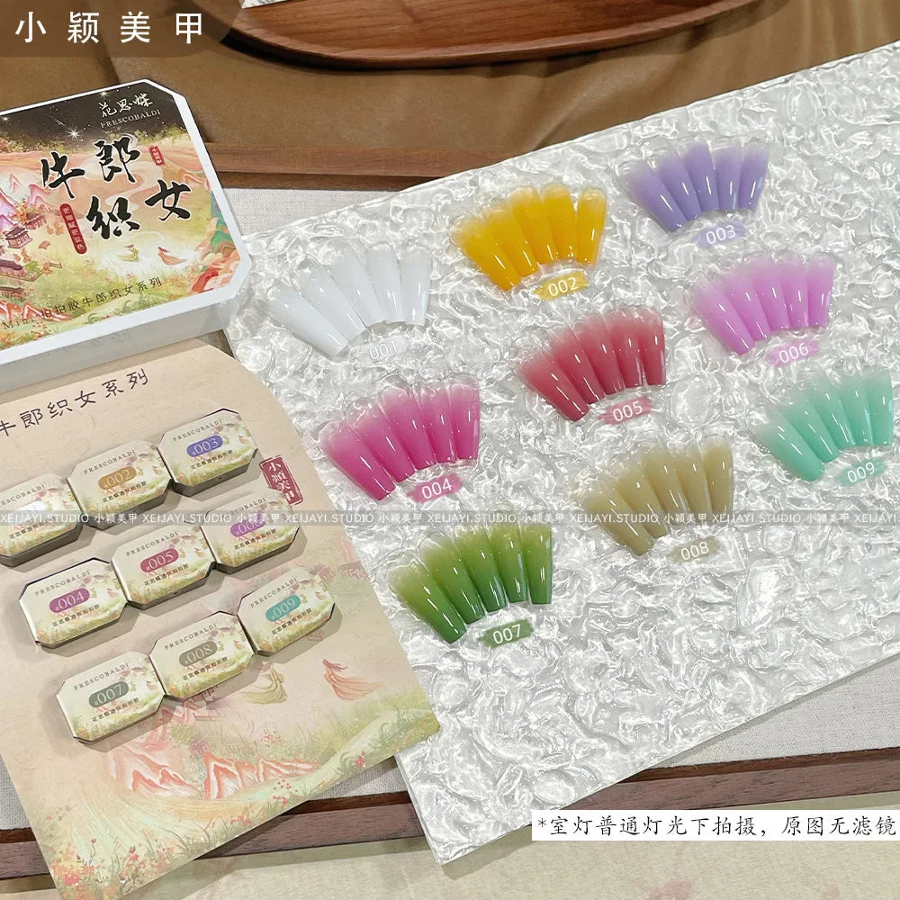 SAMMY 9-Color Chinese Style Nail Glitter Gel Palette