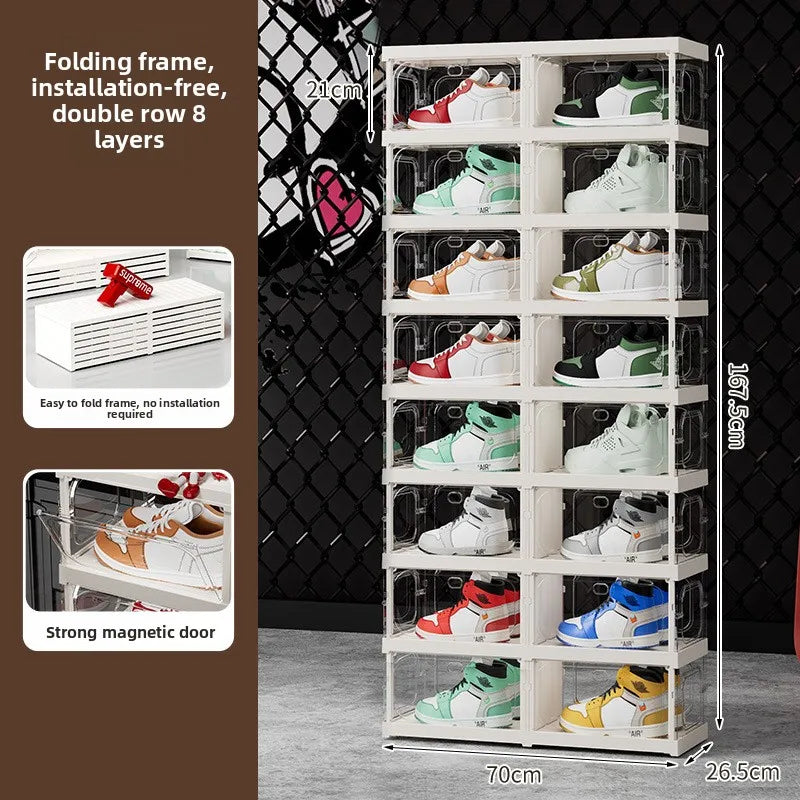Multi-Tier Clear Shoe Rack | Dust-Proof Transparent Cabinet