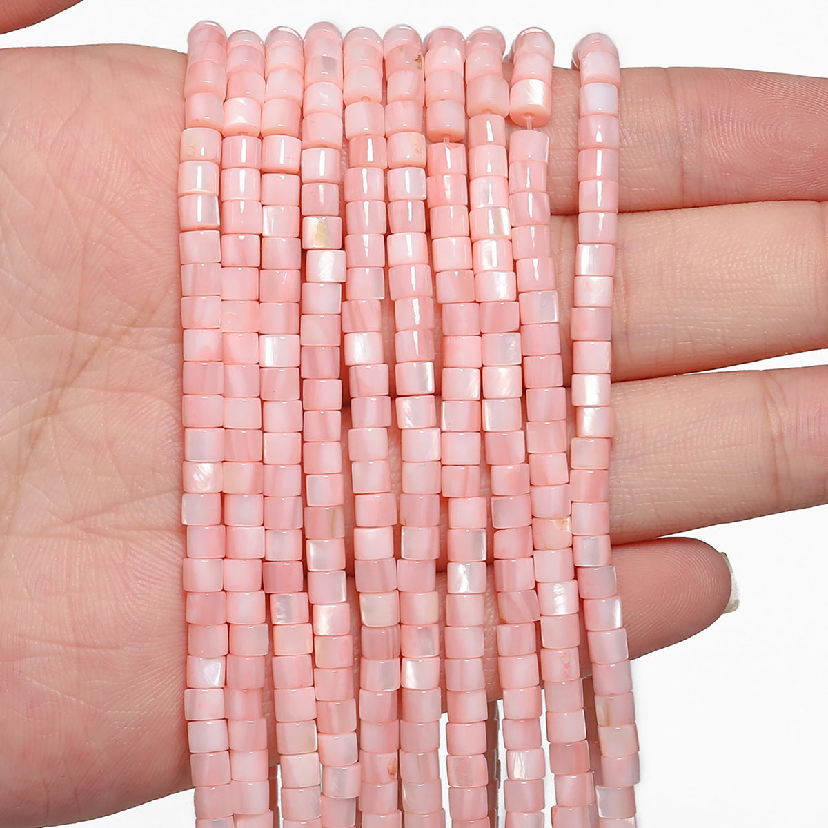 Pink Shell Pearl Cylinder Beads 4x3mm – DIY Jewelry Spacers