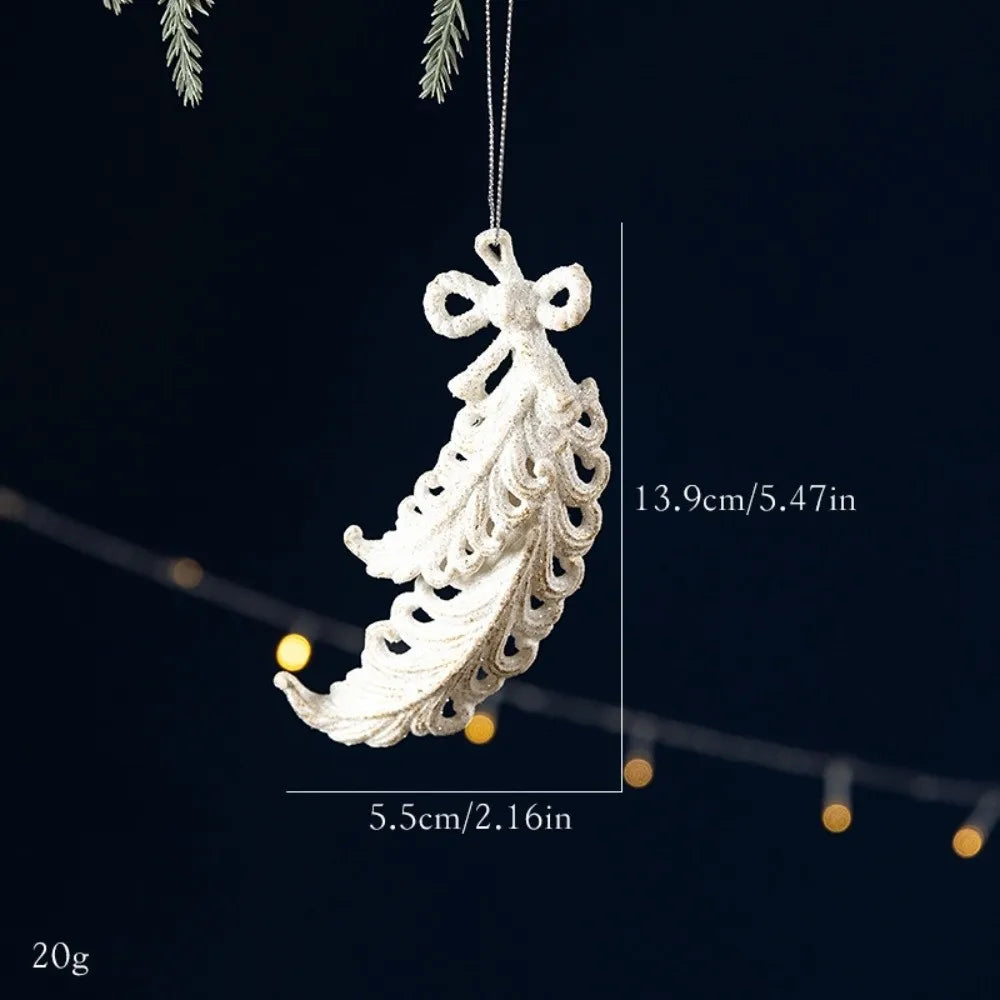 White Gold Glitter Christmas Ornaments – Assorted Resin Baubles