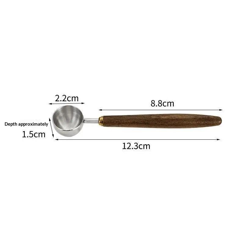 Walnut Wood Stainless Steel Coffee Scoop – Long Handle Spoon