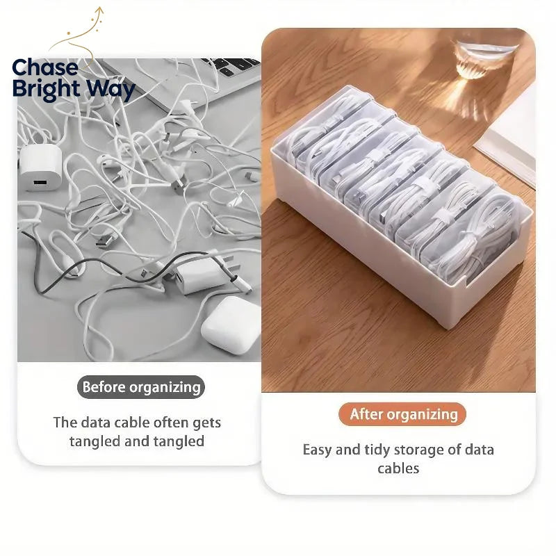 Transparent Multi-Compartment Storage Box for Cables & Accessories