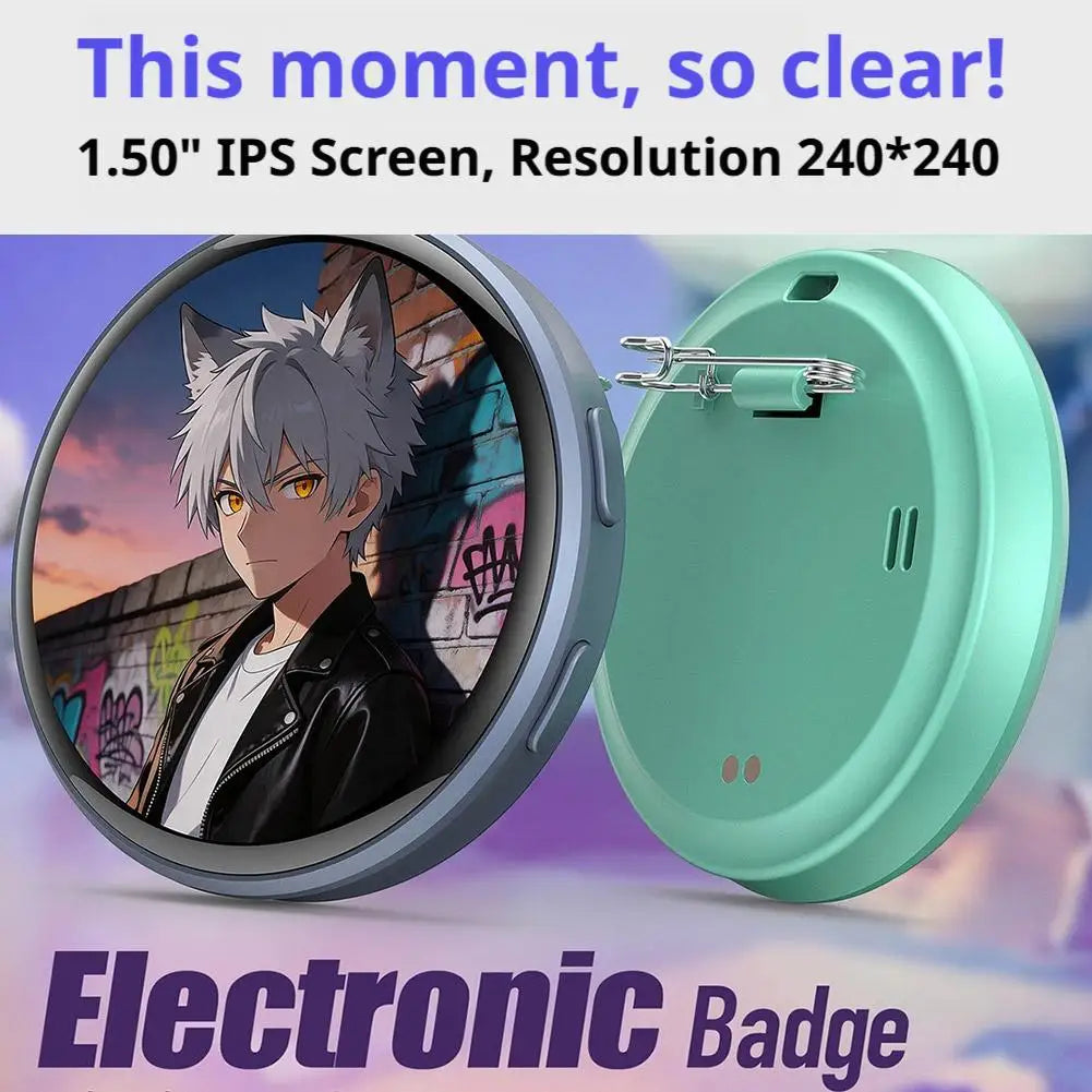 Smart Electronic Badge 1.5" IPS Touch Screen GIF & Sound Pin
