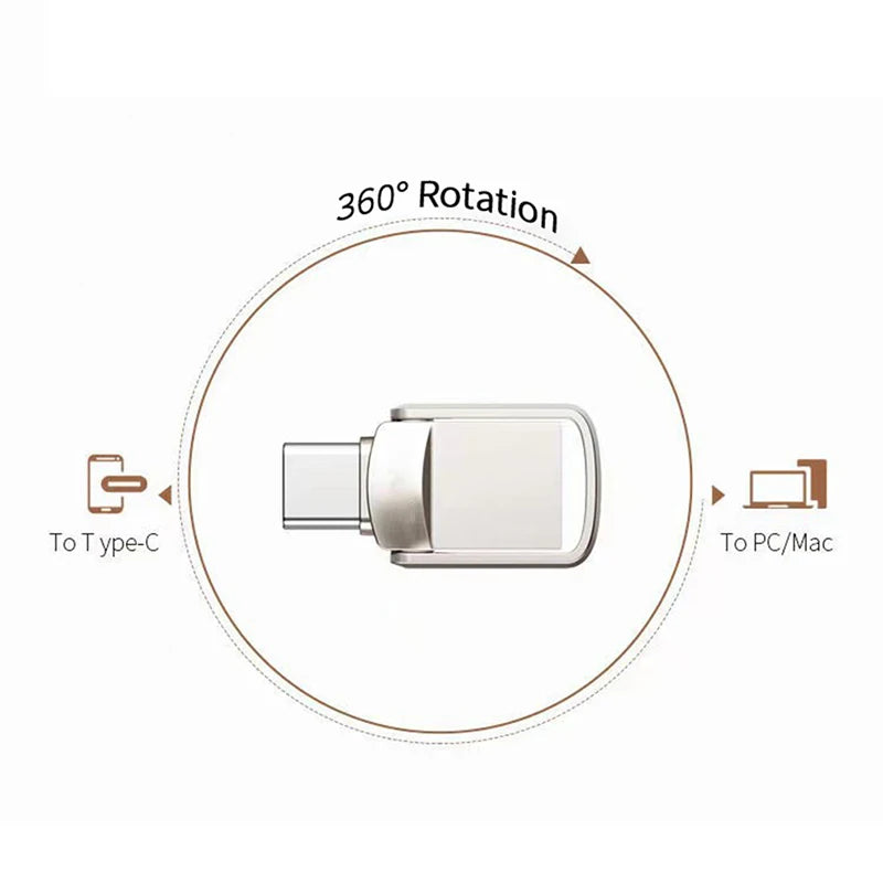2TB Dual USB 3.0 & Type-C Flash Drive OTG Memory Stick