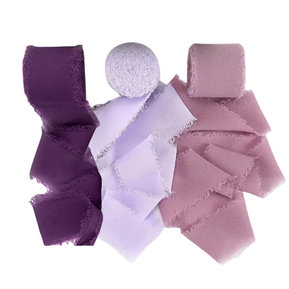 3-Roll Fringe Chiffon Ribbon – 5m DIY Wedding & Craft Décor