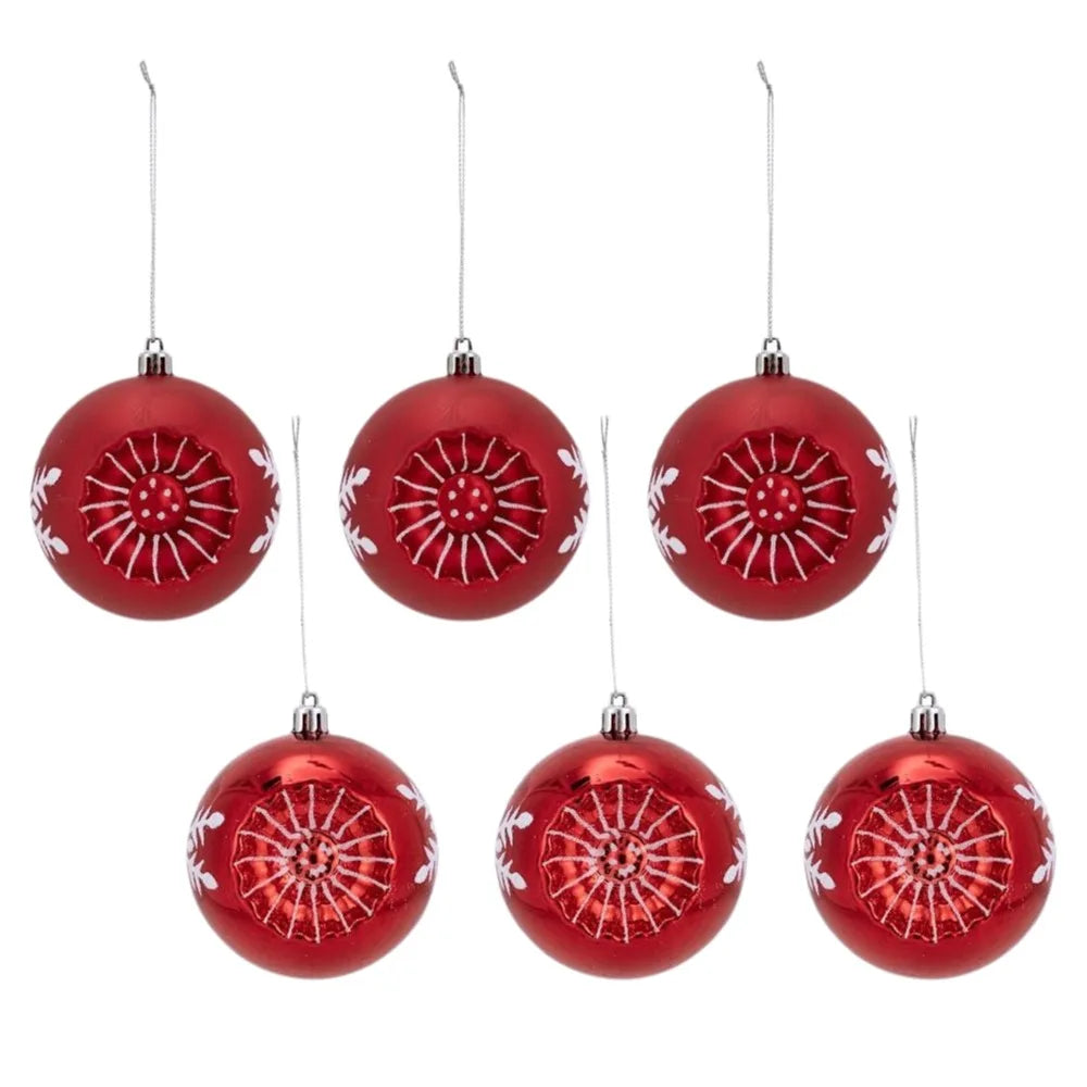 Plastic Christmas Ball Ornaments Shiny Matte Red Gold 4-Pack