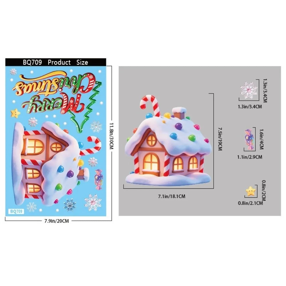 Christmas Window Cling Stickers – Santa Snowman Snowflake 9Pc
