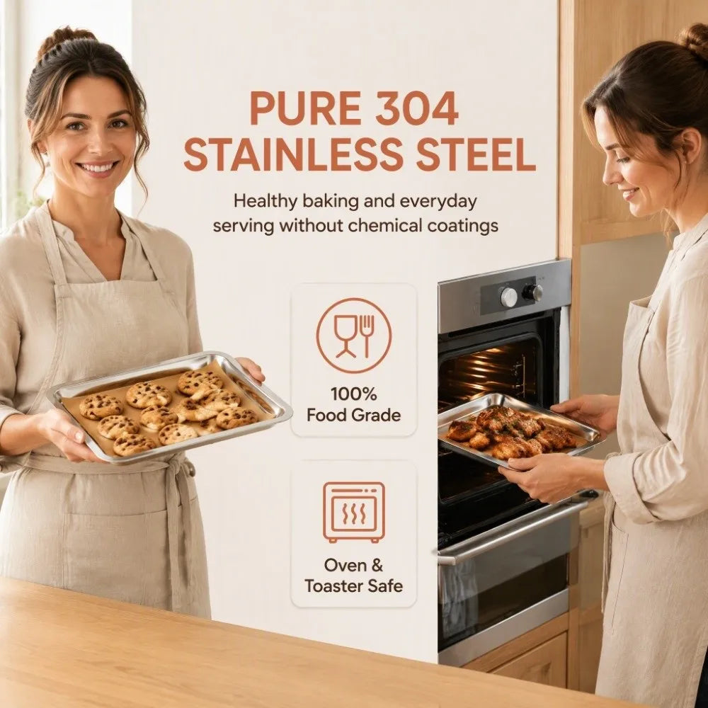 304 Stainless Steel Square Tray – Warp-Resistant Serving Pan