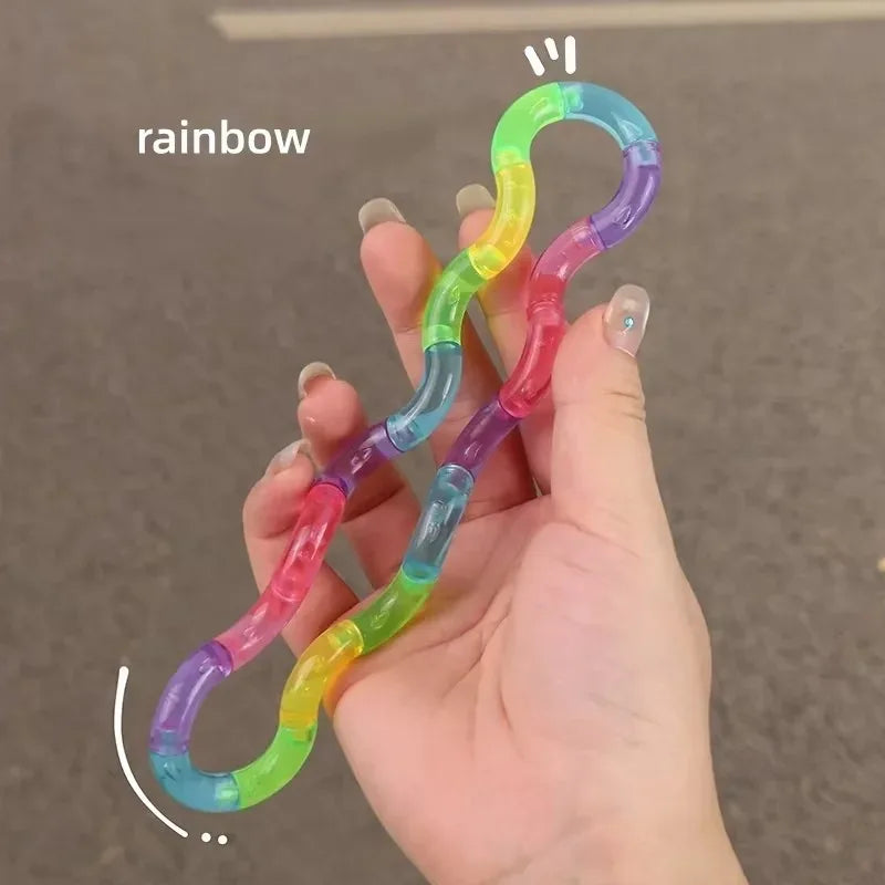 Rainbow Twisting Rope Fidget Toy – Transformable Knot Gadget
