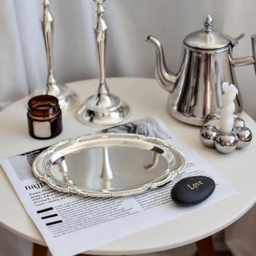 Oval Stainless Steel Serving Tray | Mirror-Polished 9.5" Platter