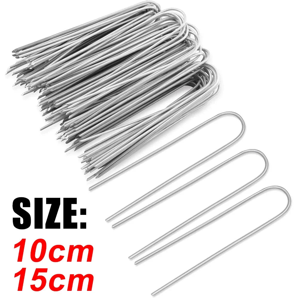Galvanized U-Type Garden Stakes – Sod Pins & Landscape Clamps