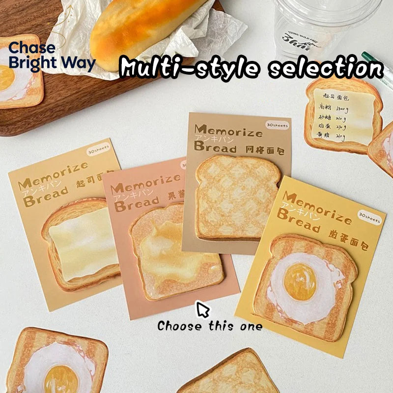 Toast Shape Sticky Notes – 30-Sheet Fun Novelty Notepad