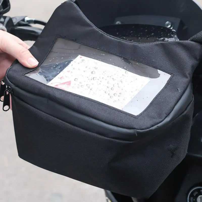 Waterproof Motorcycle Handlebar Bag with Touch Screen Window