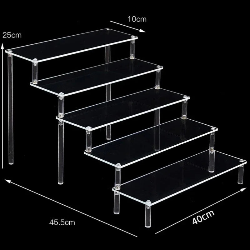 Black Acrylic Display Stand Riser 1–5 Tier Organizer Rack