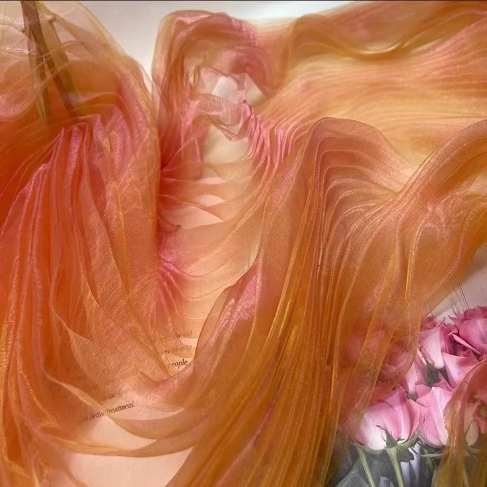 Organza Pleated Fabric Two-Color Gradient 150cm × 1 Yard
