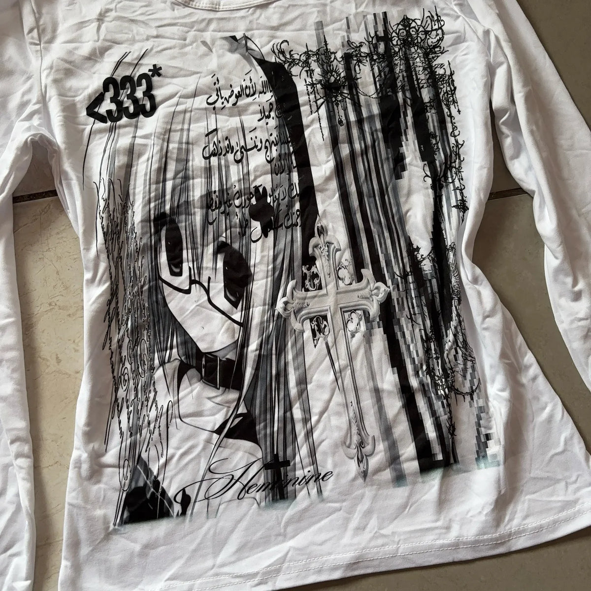 Y2K Cropped Graphic Tee – 90s Grunge Long Sleeve Women's Top