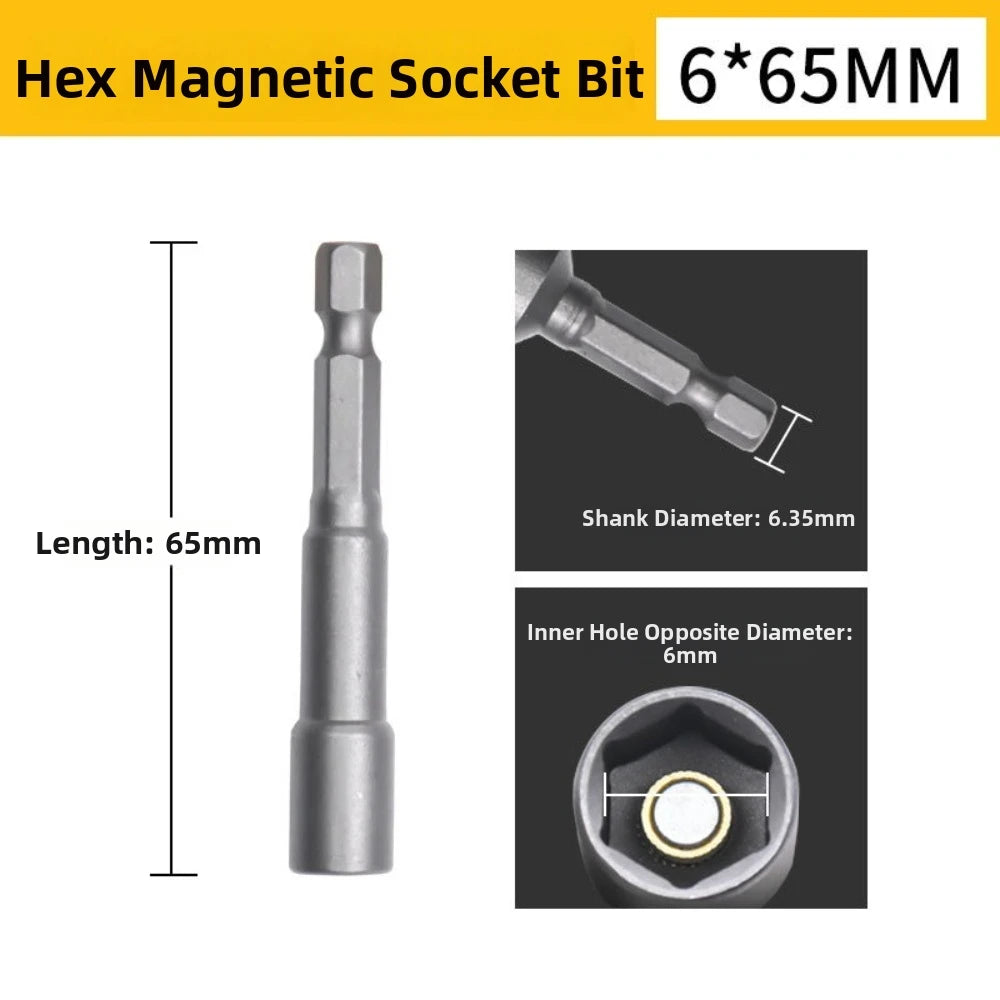 Magnetic Impact Nut Driver Set – 1/4" Hex Shank, 6–19mm