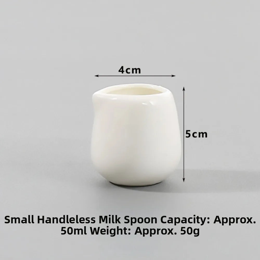 White Ceramic Creamer Pot – Mini Milk & Seasoning Jar
