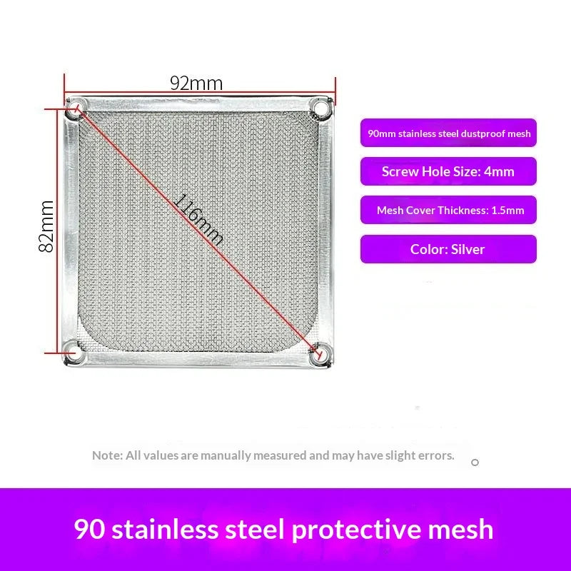 PC Fan Dust Filter 60/80/90/120mm – Steel Mesh Aluminum Frame