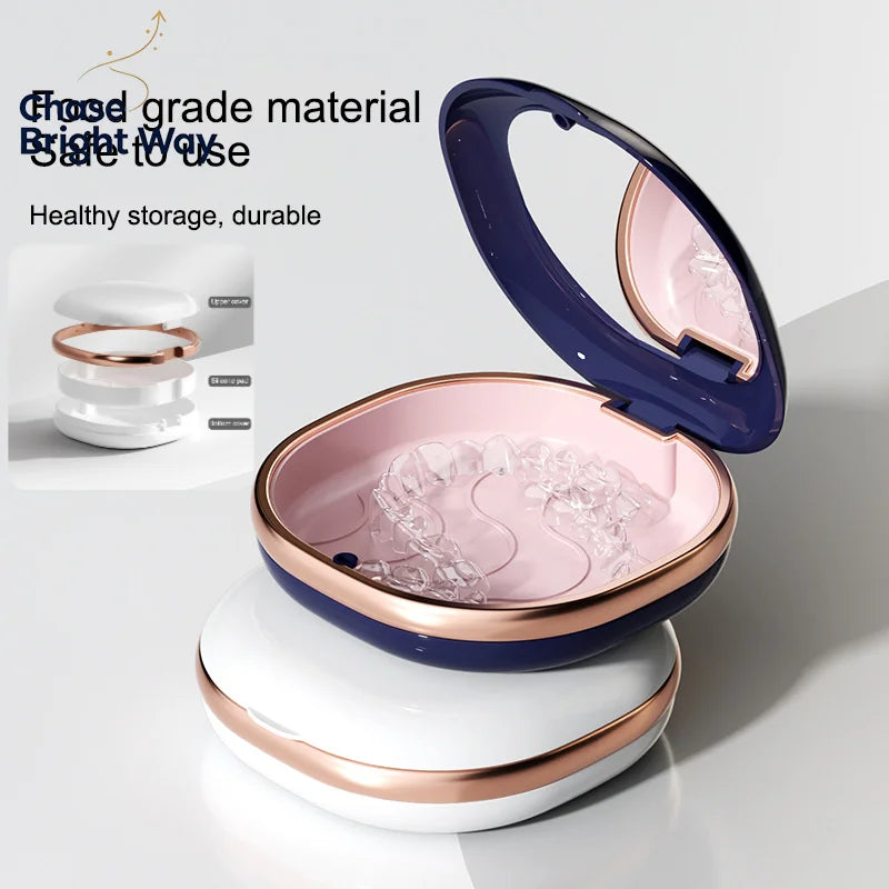 Portable Dental Retainer Case with Mirror | Travel Storage