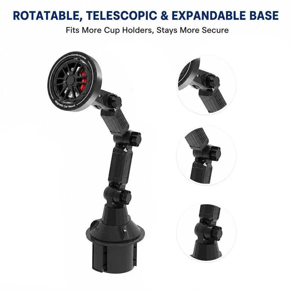 Magnetic Car Phone Mount Cup Holder – 360° Adjustable