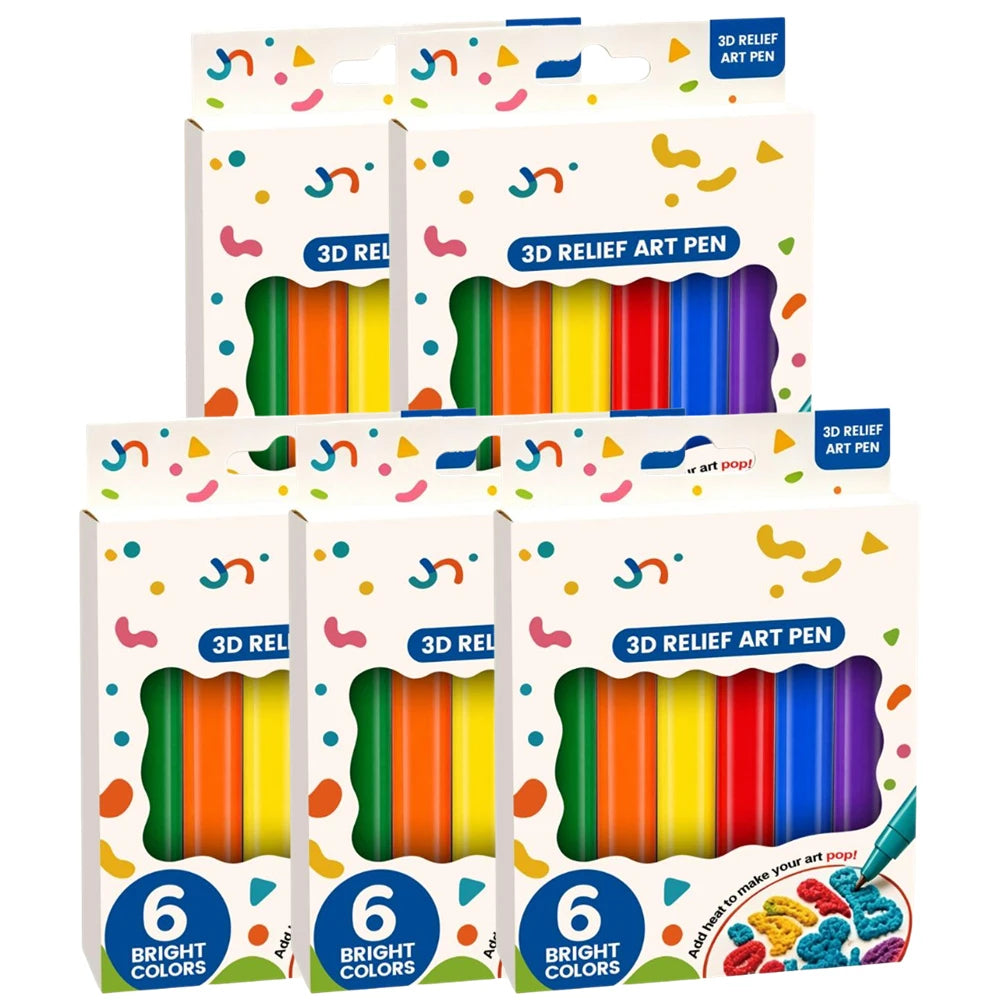 3D Puffy Paint Pens – 6-Pack Bubble Expanding Art Pens for Kids