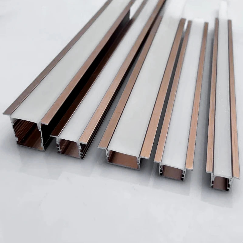 Rose Gold LED Aluminum Channel Profile U/YW Shape – Milky Cover