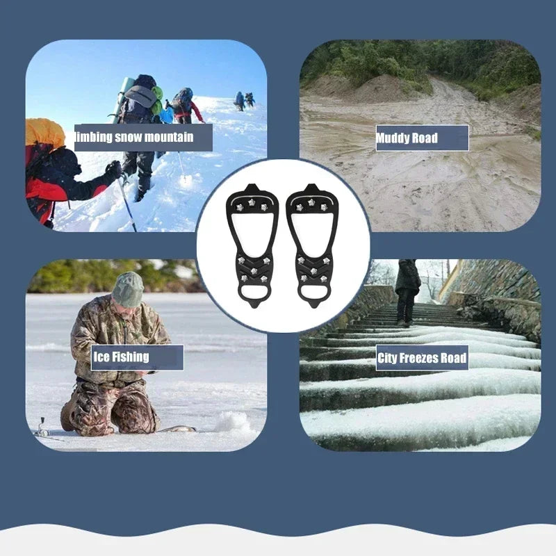 8-Tooth Ice Cleats Crampons – Anti-Slip Snow Shoe Grips