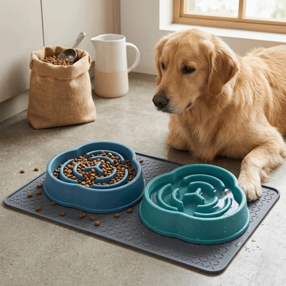 Slow Feeder Dog Bowl – Food Grade PP & Non-Slip Silicone Base