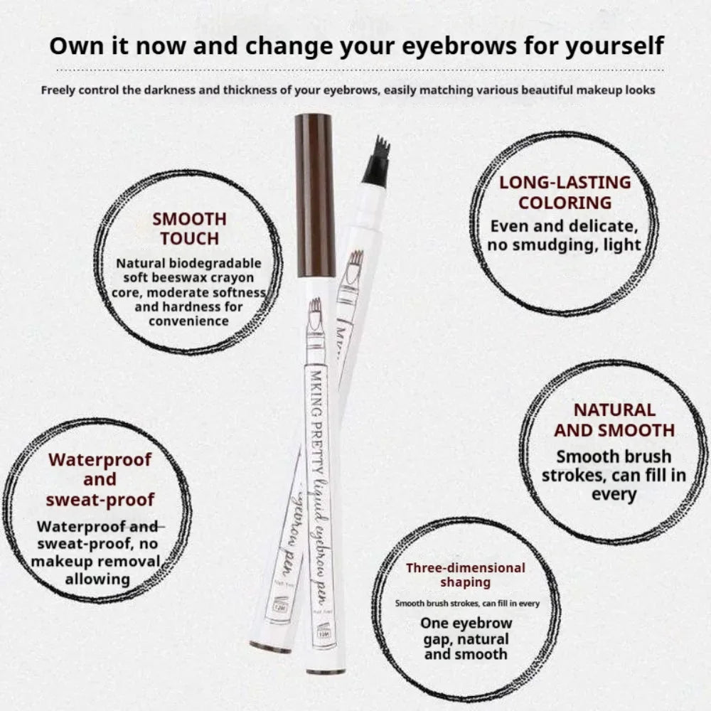 4-Fork Microblading Eyebrow Pen – Waterproof Liquid Brow Kit