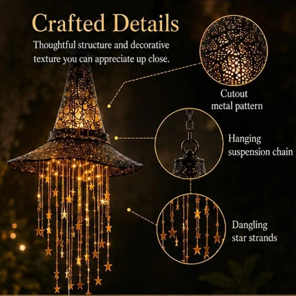 LED Lighted Witch Hat Hanging Chime | Halloween Porch Decor