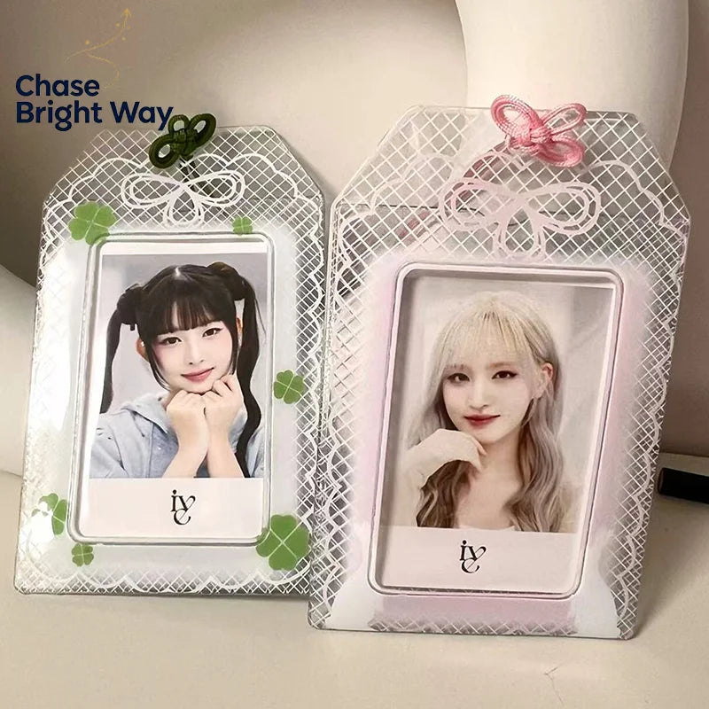 Clover PVC Photocard Holder – Cute Card Sleeve & Clip
