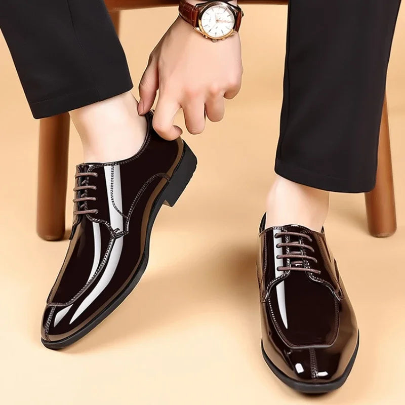 Men's Patent Leather Oxford Shoes – Pointed Toe Formal