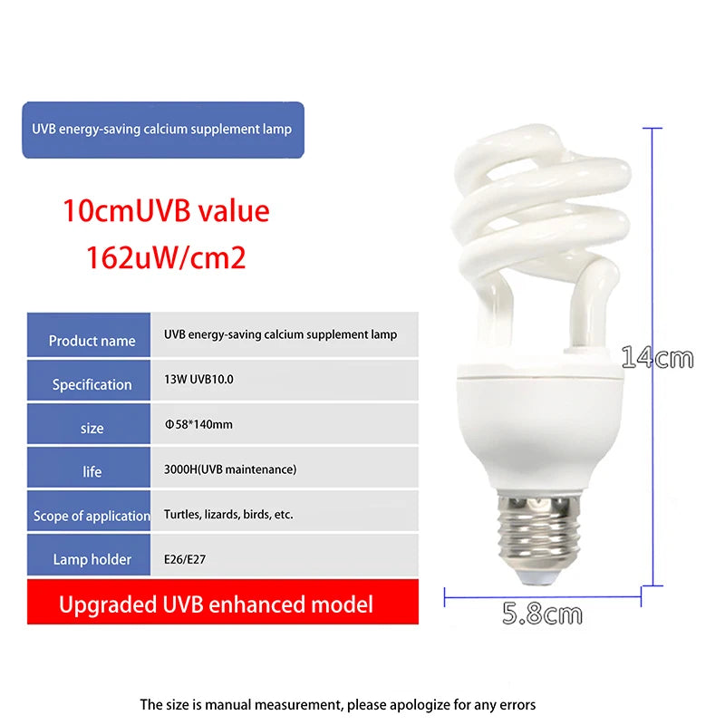UVB Reptile Basking Lamp 5.0 & 10.0 – 13W/26W Terrarium Light