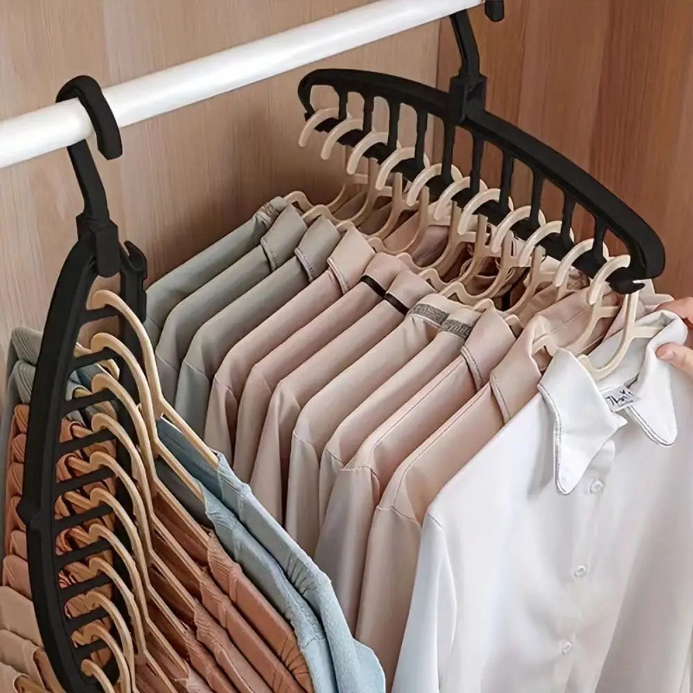 Folding Rotating Clothes Hanger – 11-Slot Space-Saving Rack