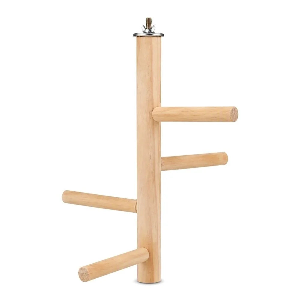 Wooden Multi-Branch Bird Perch Stand – Rotating Balls Parakeet