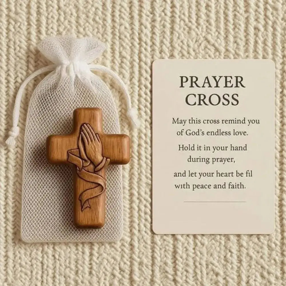 Wooden Pocket Cross with Drawstring Pouch – Faith Gift