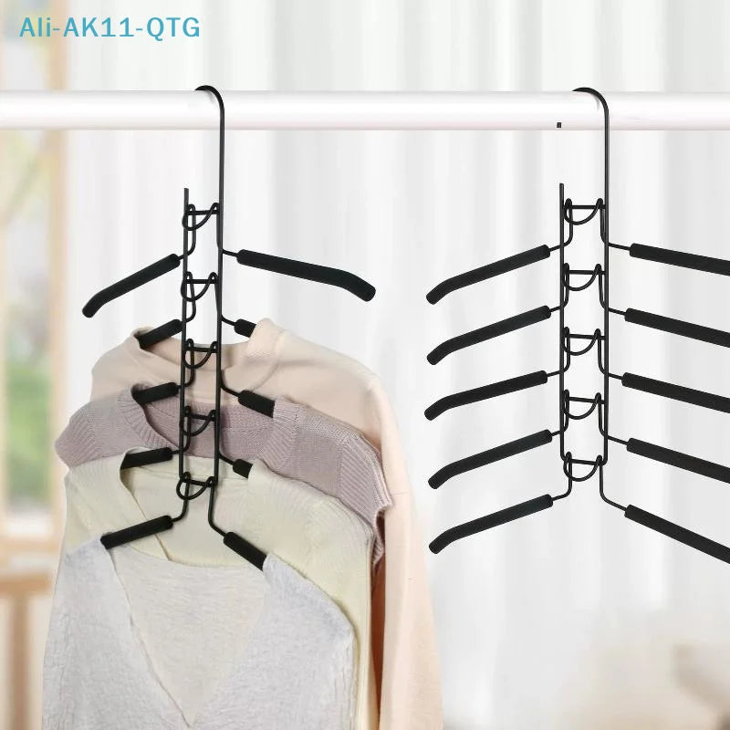 Multi-Tier Closet Hanger Organizer with Hooks – 5-Pack