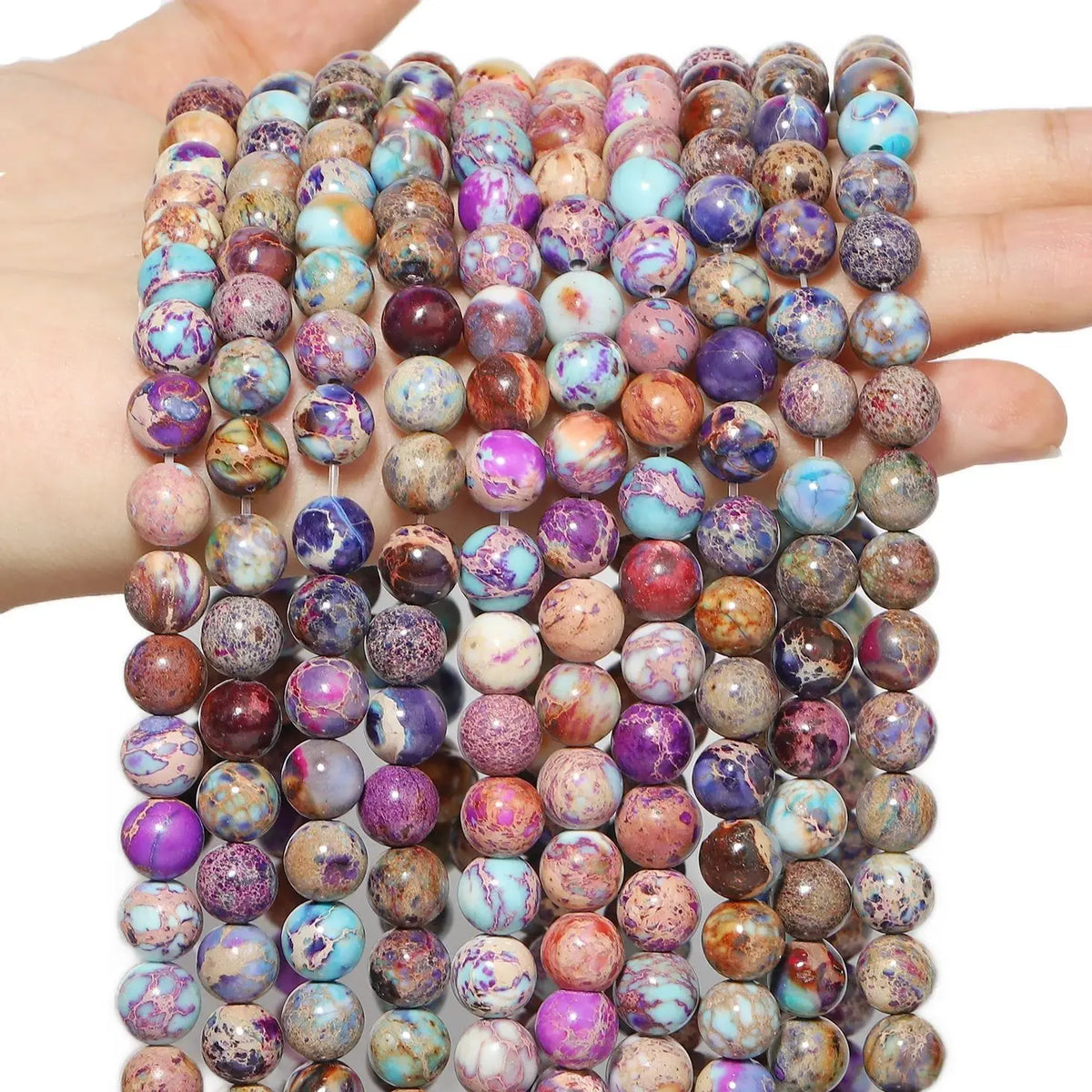 Sea Sediment Jasper Beads 8mm – DIY Jewelry Making Strand