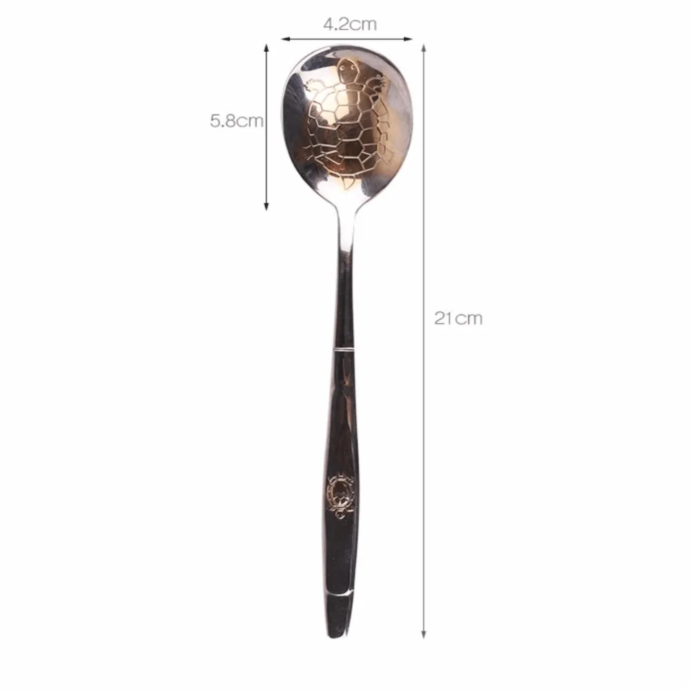Gold-Plated Tortoise Shell Stainless Steel Dessert Spoon