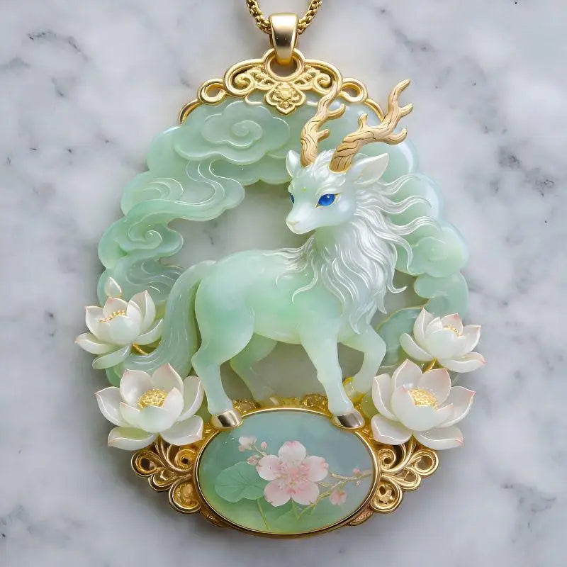 Nine-Tailed Fox Enamel Pendant Necklace | Chinese Mythology