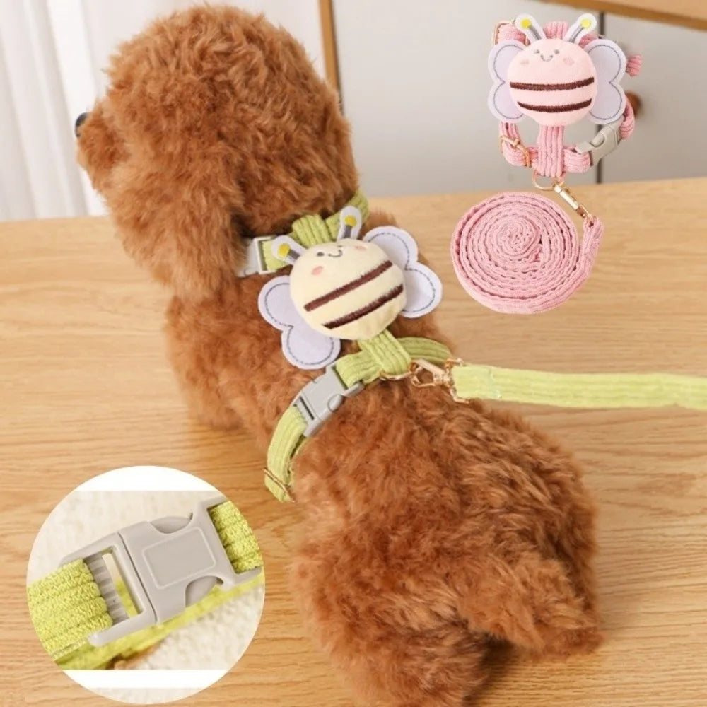 Cartoon Bee Cat & Dog Harness – Adjustable Walking Vest