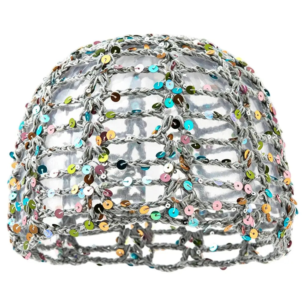 Y2K Sequined Crochet Fishnet Hat – Women's Summer Pullover Cap