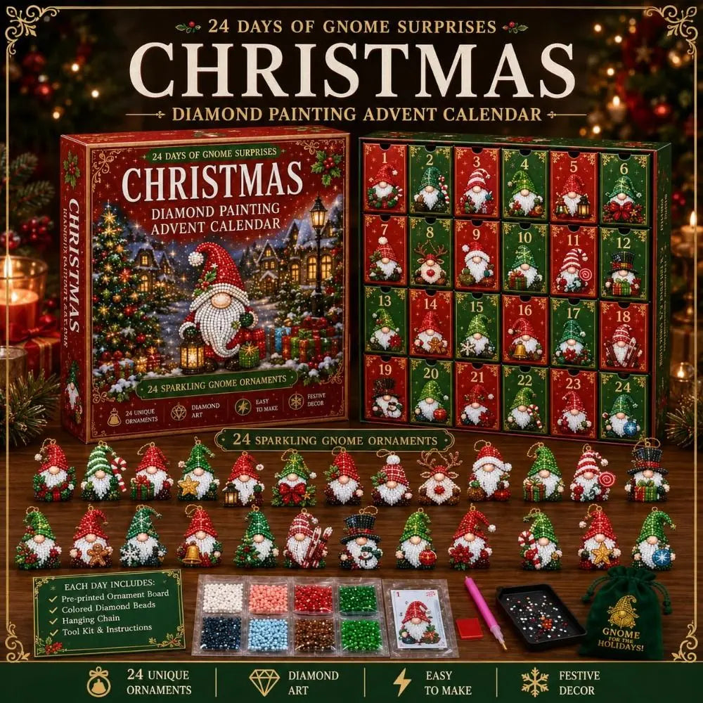 Christmas Gnome Advent Calendar – 24-Day Diamond Art Craft Set