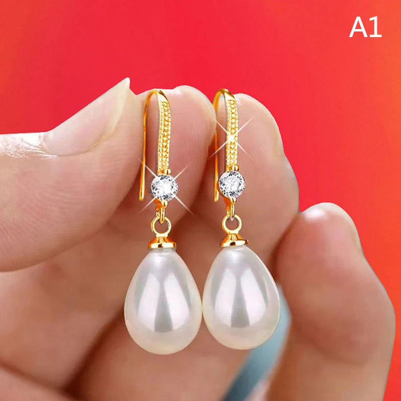 Water Drop Pearl Drop Earrings – Round & Oval Women's Jewelry