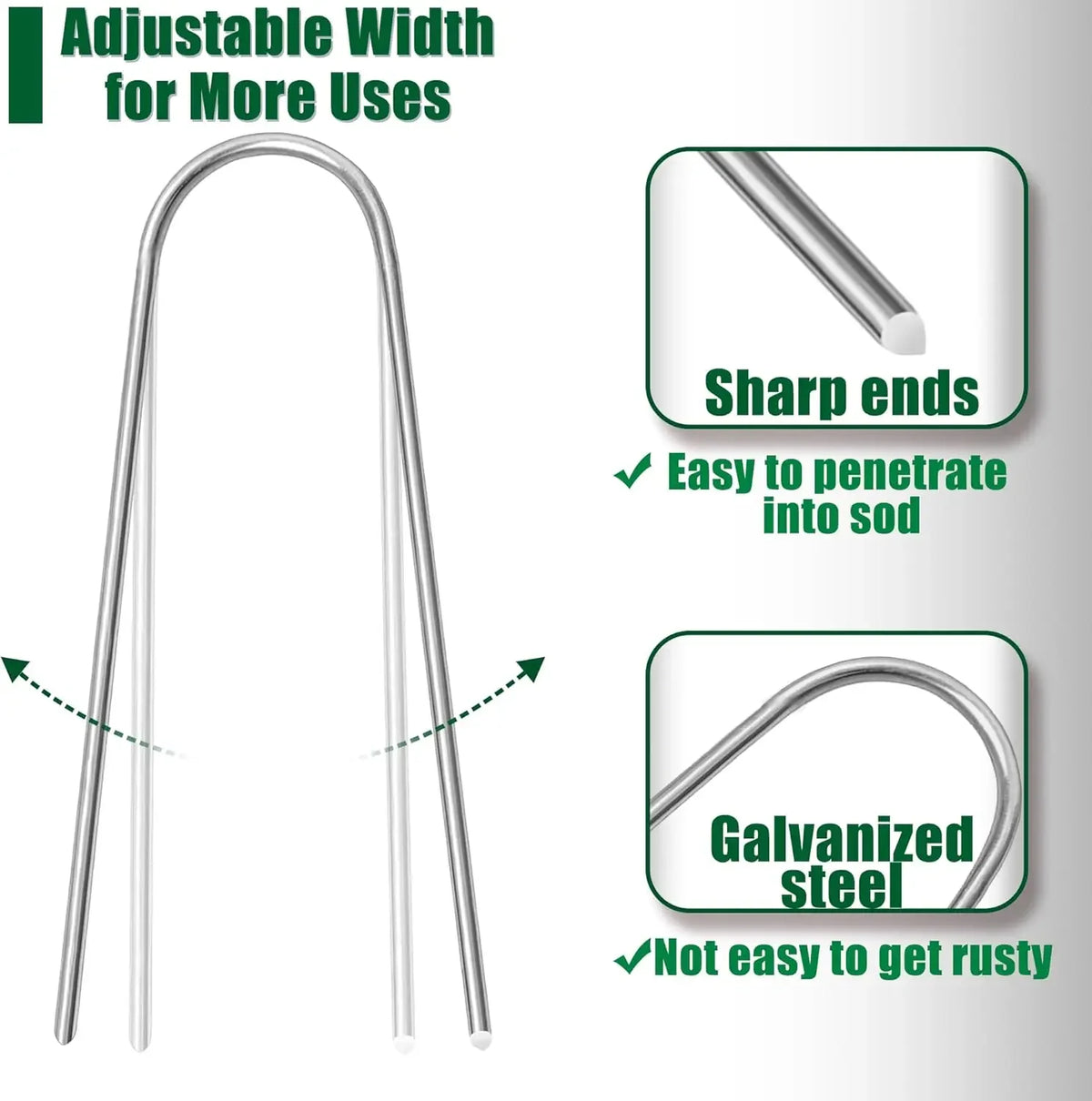 Galvanized U-Type Garden Stakes – Sod Pins & Landscape Clamps